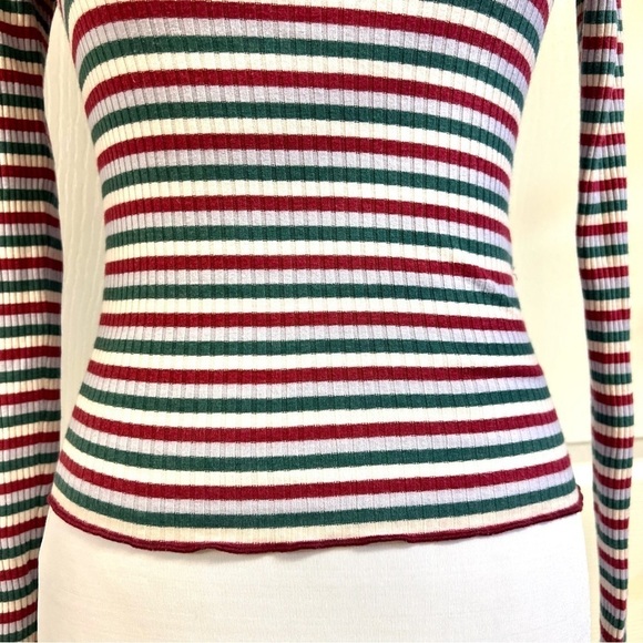 Abercrombie & Fitch stripes square neck Long Sleeve Top women’s size S - Picture 4 of 9